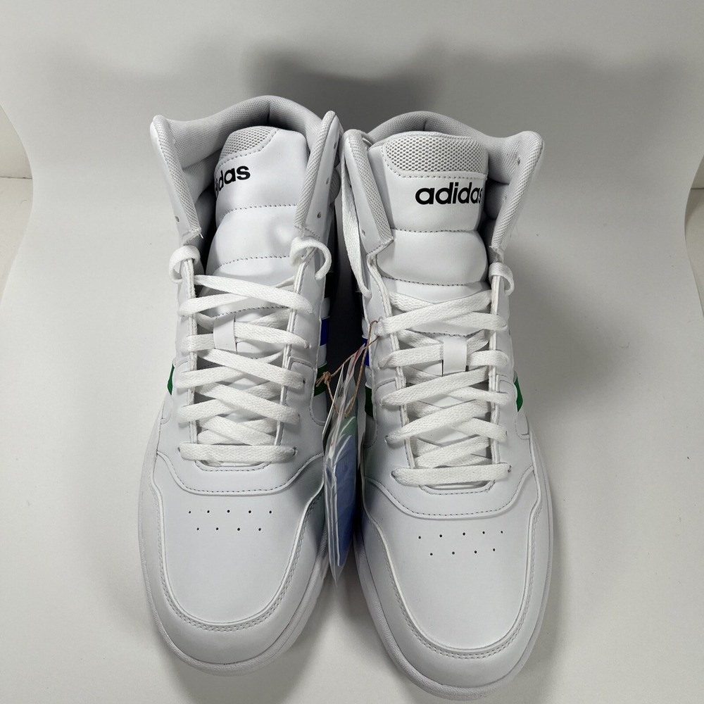 NEW adidas Men's 11.5‎ Hoops 3.0 Mid Basketball Shoe White/Green/Team Royal Blue - Picture 5 of 16